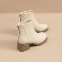 High Heels 5cm  New Women's Shoes Coarse Heel Fashion Boots Comfortable with Velvet Back Zipper Fashion Women's Boots High Heels Thin Shoes 40