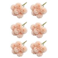6Pcs Artificial Chrysanthemums Ball Realistic UV Resistant Fake Silk Flower Wedding Party Indoor šviesiai rausvos spalvos
