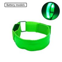 Night Running Armband LED Light Outdoor Sport USB Rechargeable Safety Belt Arm Leg Warning Wristband Bracelet Cycling Bike Light žalia