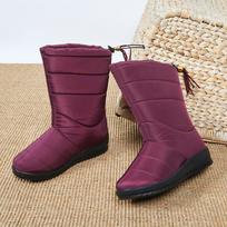 Snow Boots Women Winter In The Tube Waterproof Non-Slip Warm Cotton Shoes Thick Bottom Plus Velvet Thick Cotton Boots Large Size 40 white
