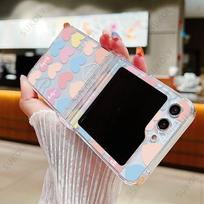 For Samsung Galaxy Z Flip5 Z Flip4 Flip6 Case Love Pattern Shockproof Folding Transparent Cover For Samsung Galaxy Z Flip 5 4 3 For Samsung  Z Flip6