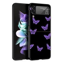 For Samsung Galaxy Z Flip 3 4 5 Hard Black Folding PC Phone Case infinity on Purple For Samsung Z Flip3 Cover Protect Shell For Galaxy Z Flip 5