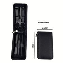 6 dalių nerūdijančio plieno nagų kirpiklių manikiūro rinkinys su ausų krapštuku - Nagų įrankiai Zipper 6-piece set juoda