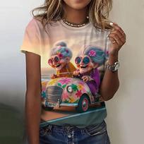 Desenhos animados 3D das mulheres camisetas estampadas, plus size, manga curta, o pescoço, feminino Harajuku vestuário, moda casual XXS