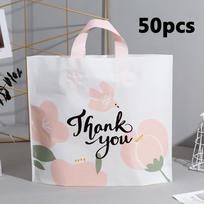 50 vnt. Gėlių Padėkos Dovanų Maišelis su Rankenomis Nešiojamas Maišelis Drabužių Parduotuvės Pirkinių Maišelis Pakuotės Maišelis Šventės Dovanų Maišelis, Šventės Maišelis Šventės Dovanos Rankdarbių Maišelis 50pcs 30*25*6cm white