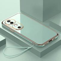 For Vivo V40 Case Vivo V40 Phone Case Straight edge electroplate Plating ShockProof Silicone Soft Cover For Vivo V40&Case & Strap gray