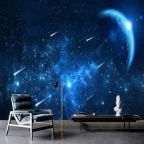 3D tapetai Nordic Abstract Mėlynas Žvaigždėtas Meteorų Kraštovaizdis Freska Svetainė Miegamasis Foninė Sieninė Dekoro Elementas 3D Freska 200 cm(W) x 140 cm(H)