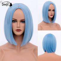 Trumpas Bob Wig Rudas tiesių plaukų sintetiniai perukai su kirpčiukais baltoms moterims Nutural Cosplay Lolita karščiui atsparus Perruque TB110-1 white