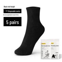 Vienkartės prakaitą sugeriančios vidutinio ilgio medvilninės kojinės vyrams ir moterims - kvėpuojančios ir idealios rudeniui/žiemai bei kelionėms Unisex one size black