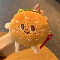 Adorable Burger & Fries Plush Bag Charm Keychain Set orange
