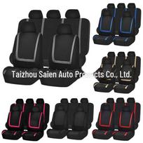 9-Piece Universal Car Seat Cover Set - Polyester Mesh raudona