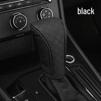 Breathable Leather Gear Cover with Carbon Fiber Pattern – Universal Car Interior Accessory Single Piece black