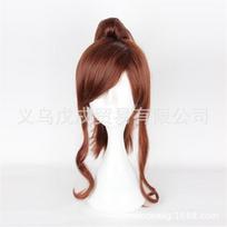 Aukštos kokybės Sailor Jupiter Cosplay perukas Ilgas raudonai rudas surištas plaukas Su kirpčiukais Atsparus karščiui Sintetinis plaukas Anime perukai + Peruko kepuraitė One Size brown