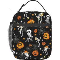 Dancing Skeletons Party Halloween Lunch Bag Insulated Lunch Box for Women Men Reusable Lunch Cooler Bag for Office Picnic 26x21x11CM smėlis