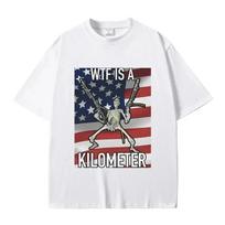 2024 Fashion Summer WTF Is A Kilomet Funny Skeleton Meme Graphic Print T-shirt Women's Fashion Casual Vintage T-shirt S