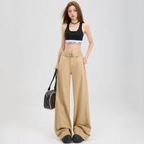 Women's Spring High Waist Wide-leg Pants Women's Spring Lazy and Relaxed Draped Straight-leg Pants XS