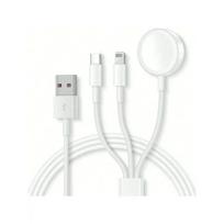 1Pc 3 in 1 Magnetic Wireless Charger with USB C and Lightning Ports Compatible with  Watch Series Se/9/8/7/6/5/4/3/2/1 white