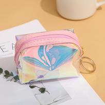 Transparent Laser Cosmetic Bag 1PC Waterproof Travel Toiletries Organizer Mini Portable for Hotel Vacation rožinė