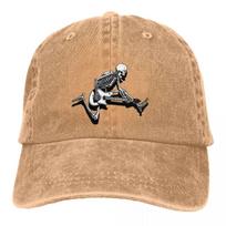 Washed Men's Baseball Cap Skeleton Guitarist Jump Trucker Snapback Cowboy Caps Dad Hat Guitar Rock Golf Hats Adjustable kamufliažas