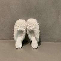 moteriški madingi elegantiški smailianosiai avikailio šlepetės žiemai laukui aukštakulniai banketiniai pliušiniai batai moterims Zapatillas Mujer 38 balta