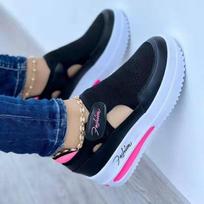 Spring Casual Sneakers Woman Tennis Shoes Canvas Shoe Female Casual Shoes Ladies Sport Shoes Platform Sneaker Hollow Out Shoe 42EU/CN43 juoda