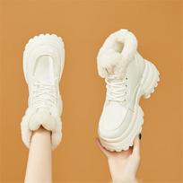 Europietiški ir amerikietiški storapadžiai paaukštinti sniego batai moterims 2024 m. žiemai Nauji pliušiniai suvarstomi trumpi batai Zapatillas Mujer Traf 35