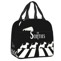 The Scotties Insulated Lunch Bags for School Office Scottish Terrier Dog Waterproof Thermal Cooler Lunch Box Women Kids 22x20x13CM smėlis