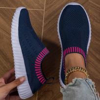 2024 Women Fashion Mesh Sports Breathable Lazy Loafers Flat Bottomed Non Slip Outdoor Hiking Shoes Women's Sneakers Trend Tennis 38 mėlyna