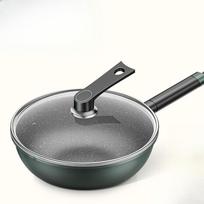 Wok keptuvė Kviečių Ryžių Akmens Plokščiadugnė keptuvė Nelipni keptuvė Buitinė Wok keptuvė Indukcinė viryklė Bekvapis maisto gaminimo indas 30cm