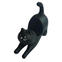 Cute Lazy Bracket Cat Shape Resin Phone Holder Desktop Stand Fixing Mini Portable Multi-functional Holder on Car or Desk Decorat black