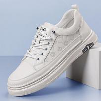 2025 Spring and Autumn New Men's Sports Casual Leather Shoes Men's Handmade Online Versatile Board Shoes Trend Little White Shoes 6618 38 balta