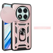 Dėklas Redmi Note 14 Pro 5G Dėklas Smūgiams atsparus Šarvuotas Slankiojantis Objektyvo Galinis Dangtelis Redmy Note14 Note14pro Plus 5G Dėklai su Žiediniu Stovu For Redmi Note 14 5G rožinio aukso spalvos