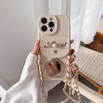 Kryžinė rankinė veidrodėlis kortelių laikiklis odinis telefono dėklas skirtas IPhone 16 Pro Max 15 14 Plus 13 12 11 XS XR X 7 8 Apsauginis dangtelis For iPhone 13 Pro Max