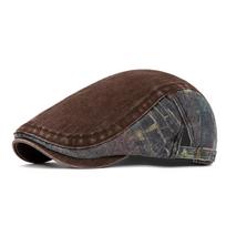 Color Block Denim Beret Men British Newboy Cap Peaked Cap Style1 kava
