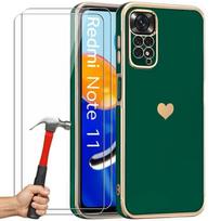 Case for Xiaomi Redmi Note 11-11S - Night Green - Heart Pattern - Flexible - Anti-Scratch - TPU