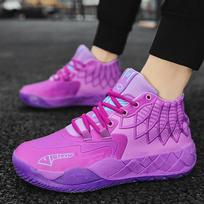Shoes Men's 2024 Spring and Summer Mandarin Duck Breathable Mesh Student Sneakers Middle Help Youth Practical Basketball Shoes Color 39 violetinė