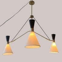 Sputnik 3 Arm Chandelier with Mid Century Shades, Pendant Ceiling Light