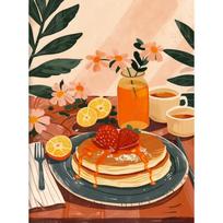 Vibrant Kitchen Wall Art Strawberry Paella Seafood Coffee Croissant  Pizza Canvas Poster Print  Perfect Home Decor for Dining  C 21cm×30cm NoFrame