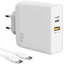 BOOLING 65W 2-in-1 USB-C Charger PD 33W+QC 3.0 for Xiaomi Redmi 13C/Note 13/Note 13 Pro Plus 5G - White balta