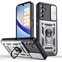 Apsauginis dėklas - Samsung - Galaxy A34 5G - Sidabrinis - Atsparus smūgiams - 360° stovas sidabras