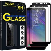 Screen Protector - VCOMP - Samsung Galaxy A6+ - Tempered Glass - Pack of 2 - Black juoda