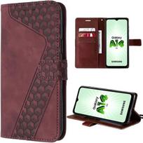 Semi-rigid case in red PU leather for Samsung Galaxy A14 and A14 5G with card holder and stand raudona