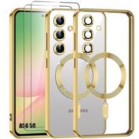Coque pour Samsung Galaxy A56 5G - BOOLING - avec Cercle Magnétique - Doré - 2 Verres Trempés auksas