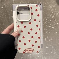 Full Screen Red Polka Dots Suitable for Apple 16PROMAX Mobile Phone Case IPhone 15 Simple 13 Lychee Pattern 14 Soft Shell 12 Apple 16promax