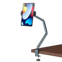 Stalinės lovos planšetinio kompiuterio stovas, reguliuojamas 4–12,9 colio mobiliesiems telefonams, planšetiniams kompiuteriams, aliuminio rankenos laikiklis, skirtas iPad Pro Mini Xiaomi Tab pilka