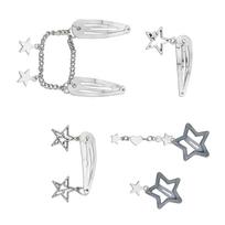 10Pcs/5Pcs Star Pendant Hair Clips Unique Pentagrams Barrettes for Women Hair Accessories Metal Chain Gothic Hair Pins 2