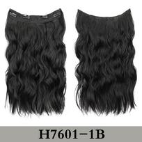 MISS WIG Synthetic Invisible Wire Hair Extension 4 Clips Long Wavy Hairpiece Transparent Adjustable Headband For Women Daily Wear 50cm