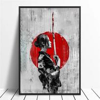 Retro Japonijos Anime Žaidimo Samurajaus Portretas Bushido Plakato Spaudiniai Paveikslai Drobės Tapyba Svetainės Sienos Menas Namų Dekoras 21cm×30cm NoFrame gray