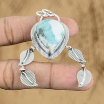 Womens day Deal Sterling Silver Larimar Stone Birthday Wife Handcrafted Pendant