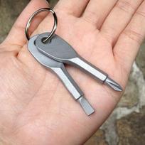 2 Keys Stainless Keychain Screwdriver Set EDC Outdoor Multifunction Pocket Tool MIT sidabras